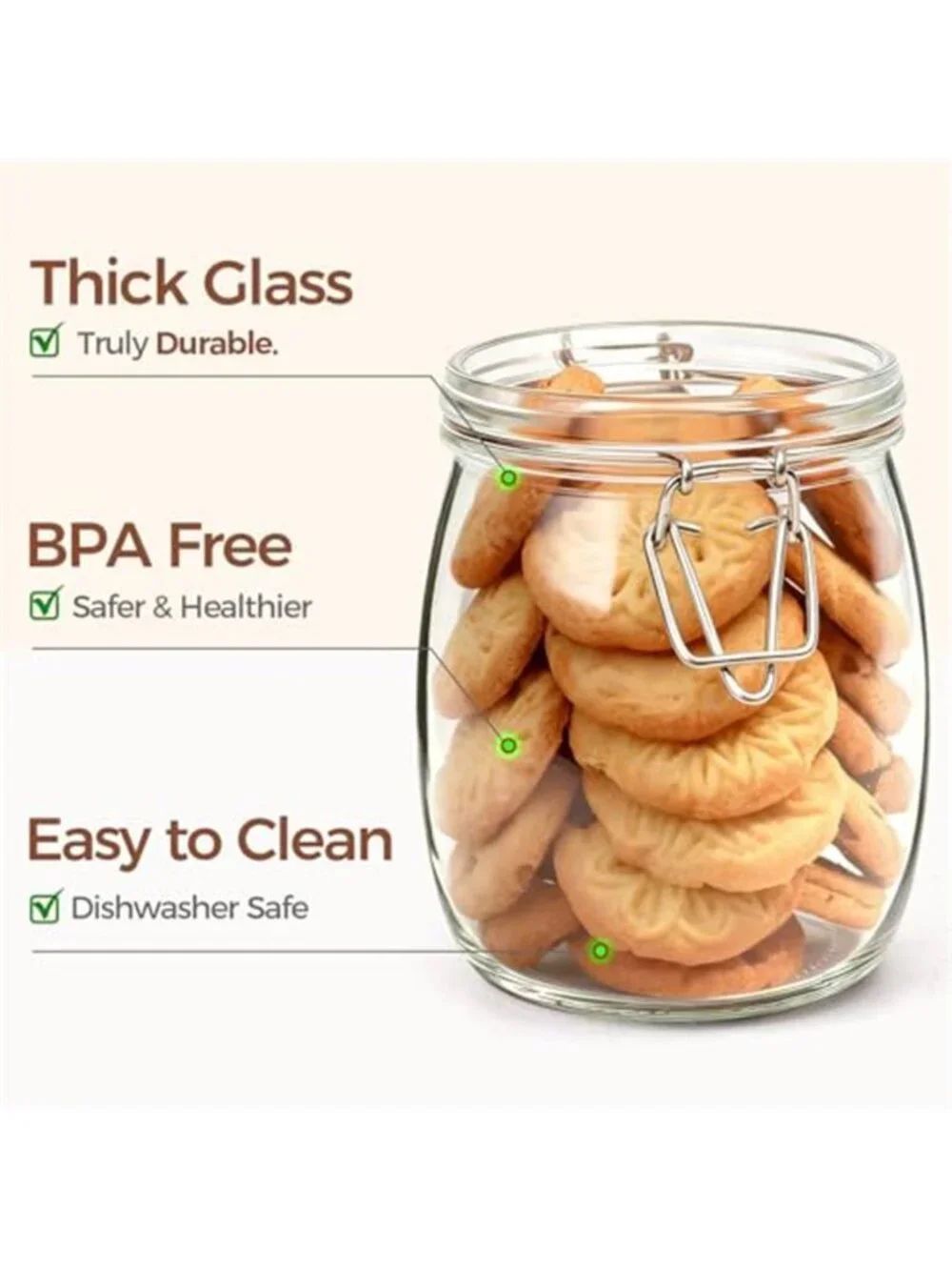 6-Pack 25oz Round Glass Mason Jars with Lids, Airtight Canning Jars for Kitchen